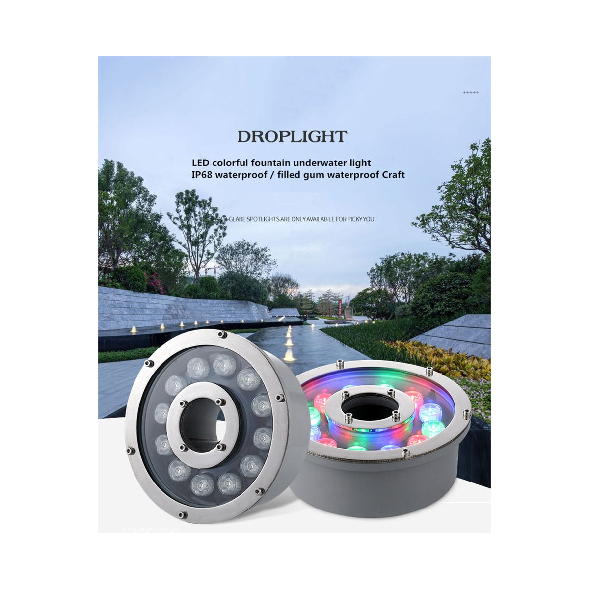 UNDERWATER-FINA 90675 Υποβρύχιο Φωτιστικό Σποτ Ειδικό για Σιντριβάνια LED 9W 945lm 30° DC 24V Αδιάβροχο IP68 Φ16 x Υ8cm Πολύχρωμο RGBW DMX512 - Ανοξείδωτο Ατσάλι