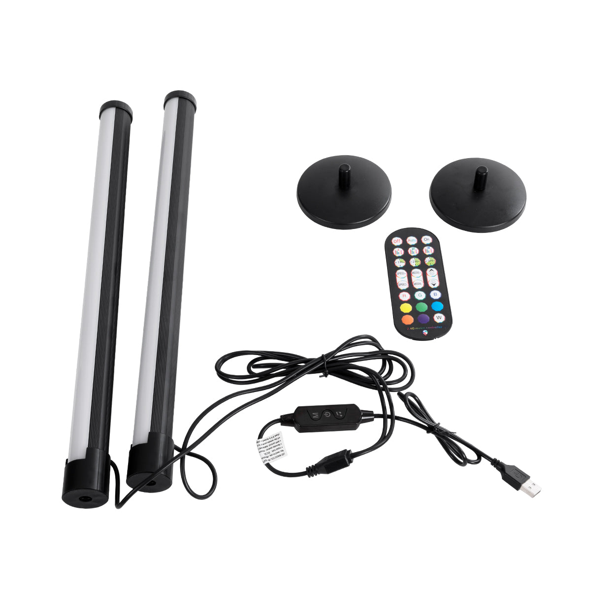 DIGICOLUMN 90760 Σετ 2 Μοντέρνα Επιτραπέζια Φωτιστικά Γραφείου Digital Pixel Symphony Bars LED 16W 1280lm 180° DC 5V με USB 2.0 IP20 - Εναλλαγή Φωτισμού μέσω Τηλεχειριστηρίου - Πολύχρωμα RGB - Dimmable - Μαύρο - Φ3 x Υ45cm - Συσκευασία 2 Τεμαχίων