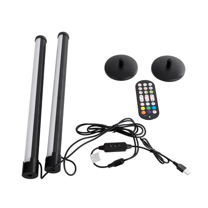 DIGICOLUMN 90760 Σετ 2 Μοντέρνα Επιτραπέζια Φωτιστικά Γραφείου Digital Pixel Symphony Bars LED 16W 1280lm 180° DC 5V με USB 2.0 IP20 - Εναλλαγή Φωτισμού μέσω Τηλεχειριστηρίου - Πολύχρωμα RGB - Dimmable - Μαύρο - Φ3 x Υ45cm - Συσκευασία 2 Τεμαχίων