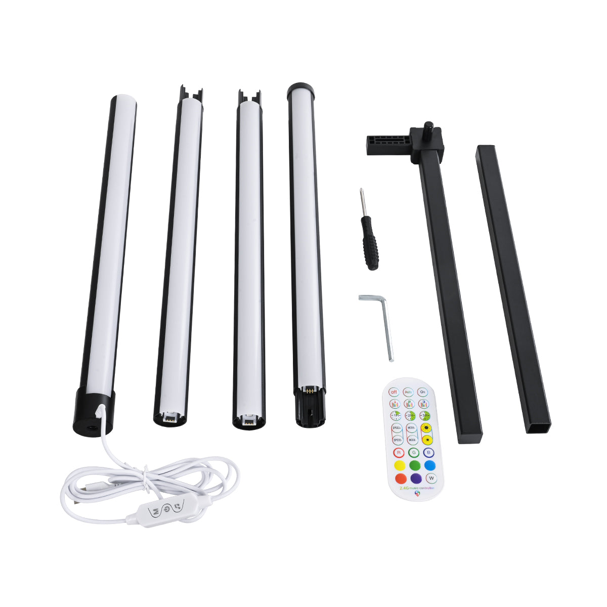 DIGICOLUMN 90763 Μοντέρνο Επιδαπέδιο Γραμμικό Ψηφιακό Φωτιστικό Digital Pixel Symphony Bar με RF Ασύρματο Χειριστήριο LED 16W 1280lm 180° DC 5V με USB 2.0 IP20 Πολύχρωμο RGB Dimmable - Μαύρο - Φ3 x Υ165