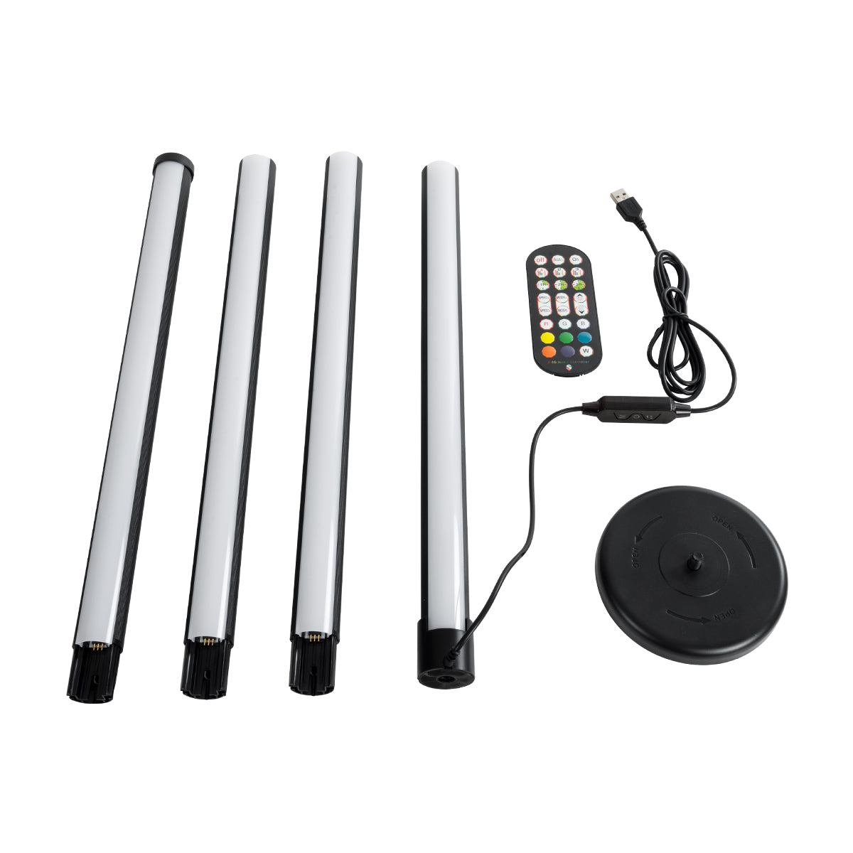 DIGICOLUMN 90764 Μοντέρνο Επιδαπέδιο Γραμμικό Ψηφιακό Φωτιστικό Digital Pixel Symphony Bar με RF Ασύρματο Χειριστήριο LED 16W 1280lm 180° DC 5V με USB 2.0 IP20 Πολύχρωμο RGB Dimmable - Μαύρο - Φ3 x Υ165