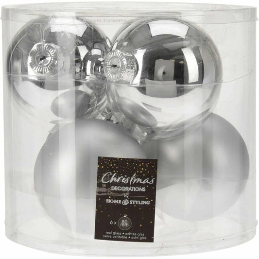 Μπάλα Γυάλινη Ασημί S/6 8εκ