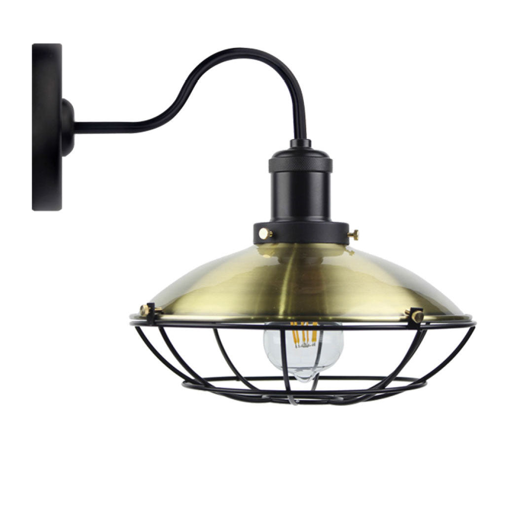 Φωτιστικό Τοίχου Μεταλλικό Χρώμα Μπρονζέ με Μαύρες Λεπτομέρειες E27 40x25x30