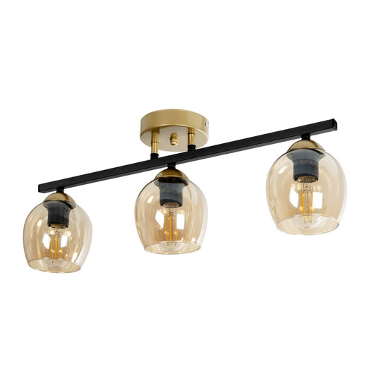 RADIUS 201-0122 Vintage Φωτιστικό Οροφής με Ντουί 3 x E27 AC 220-240V IP20 - Χρυσό, Μαύρο & Μελί- Μ60 x Π13 x Υ16