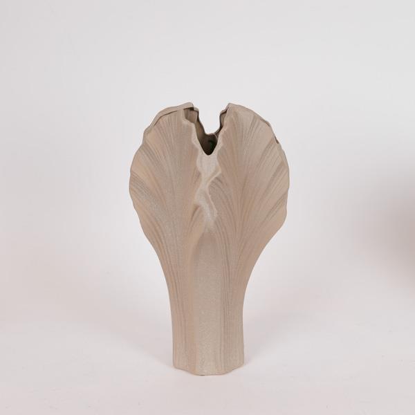 ΒΑΖΟ ΣΕ ΣΧΗΜΑ ΦΥΛΛΟΥ ΚΕΡΑΜΙΚΟ ΓΚΡΙ-ΜΠΕΖ 18x18x40