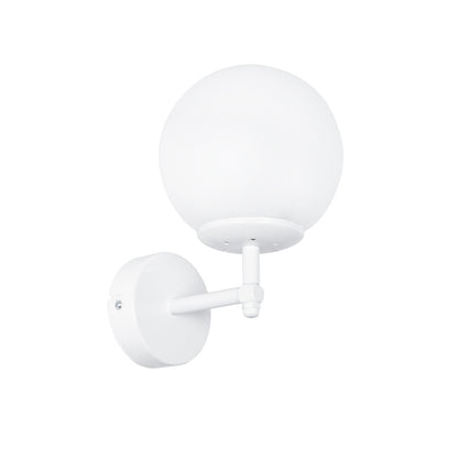 DALPH 203-0030 Vintage Επιτοίχιο Φωτιστικό Απλίκα Μονόφωτο 1 x E27 IP20 Λευκό Μέταλλο με Λευκό Γυαλί - M15 x Π18 x Υ24.5cm