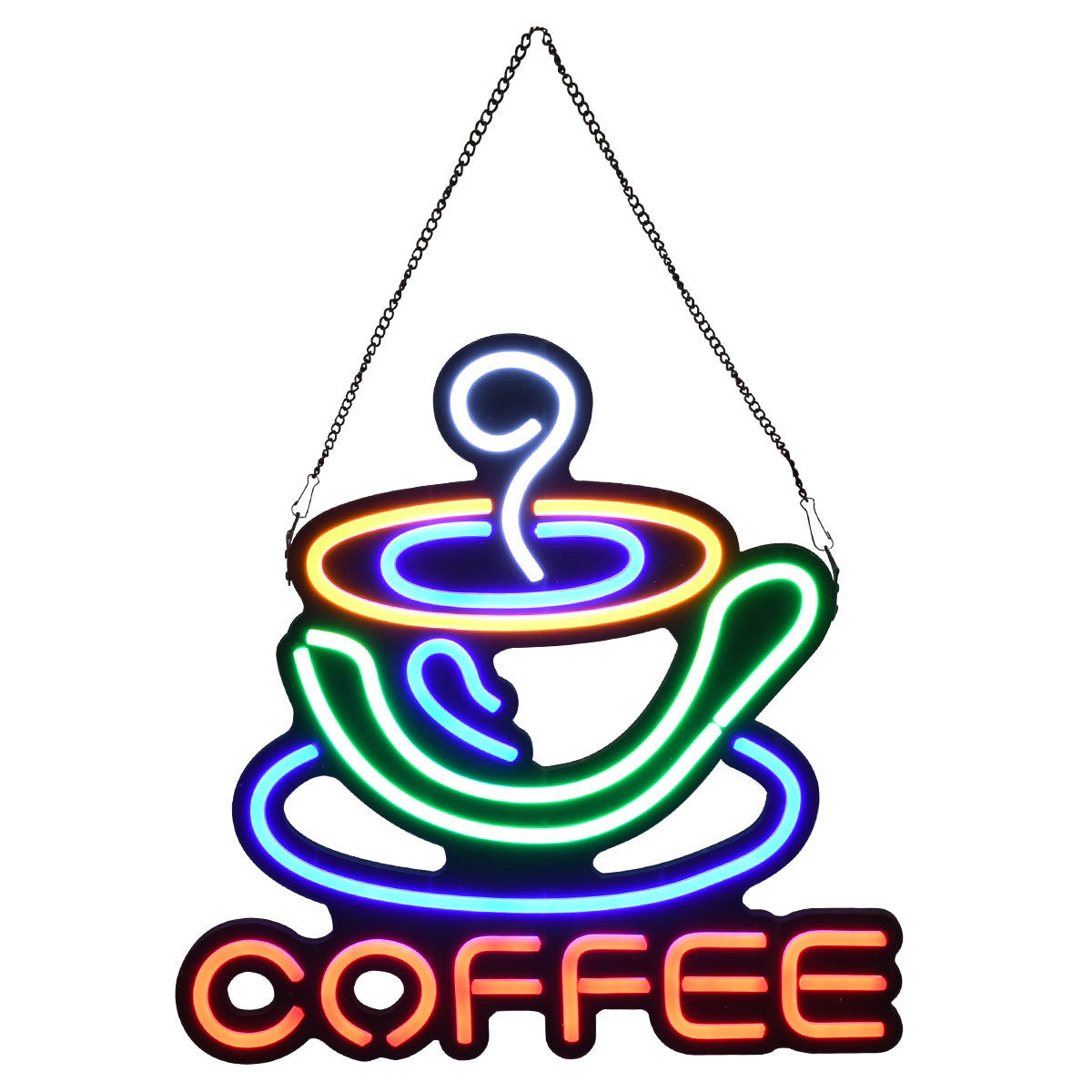 85855 Φωτιστικό Ταμπέλα Φωτεινή Επιγραφή NEON LED Σήμανσης COFFEE 30W AC 230V με Διακόπτη On/Off Λευκό - Γαλάζιο - Κίτρινο - Πράσινο - Κόκκινο