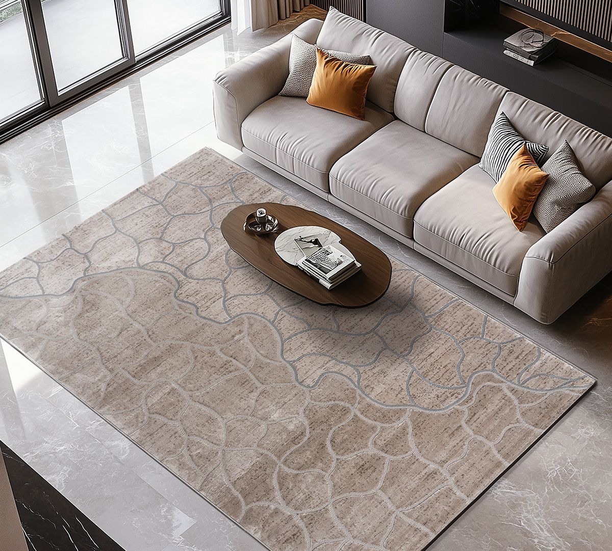 Διάδρομος με το Μέτρο Zenia Art 9442 67εκ Μπεζ/Γκρι