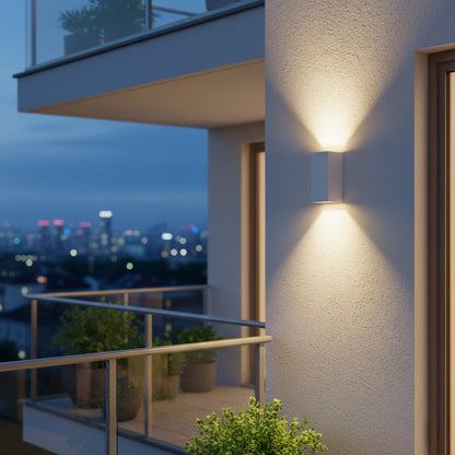 BURANO KLV-101-0023 Φωτιστικό Τοίχου / Απλίκα για 2 Λάμπες MR16 με Ντουί GU10 AC 220-240V Αδιάβροχο IP65 - Λευκό Ματ - Μ8 x Π8 x Υ15