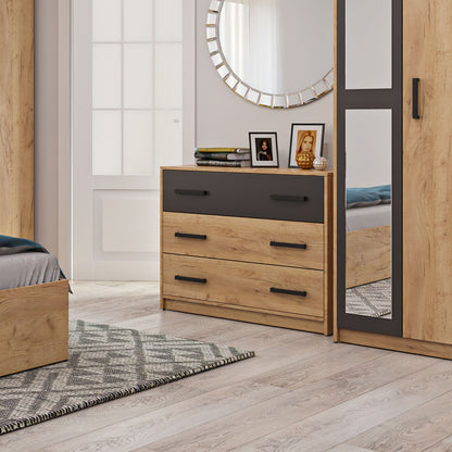 Συρταριέρα Viva Χρυσό Δρυς-Γραφίτη 90x39x75