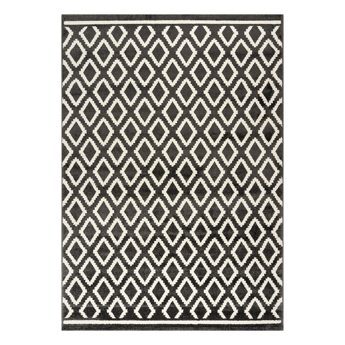 Πατάκι Vibe Art 9577 67x150εκ Ανθρακί Λευκό