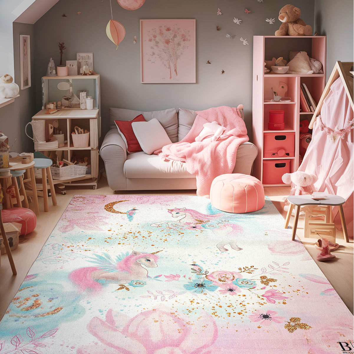 Χαλί Παιδικό Fun Art 9588 135x180εκ Ροζ