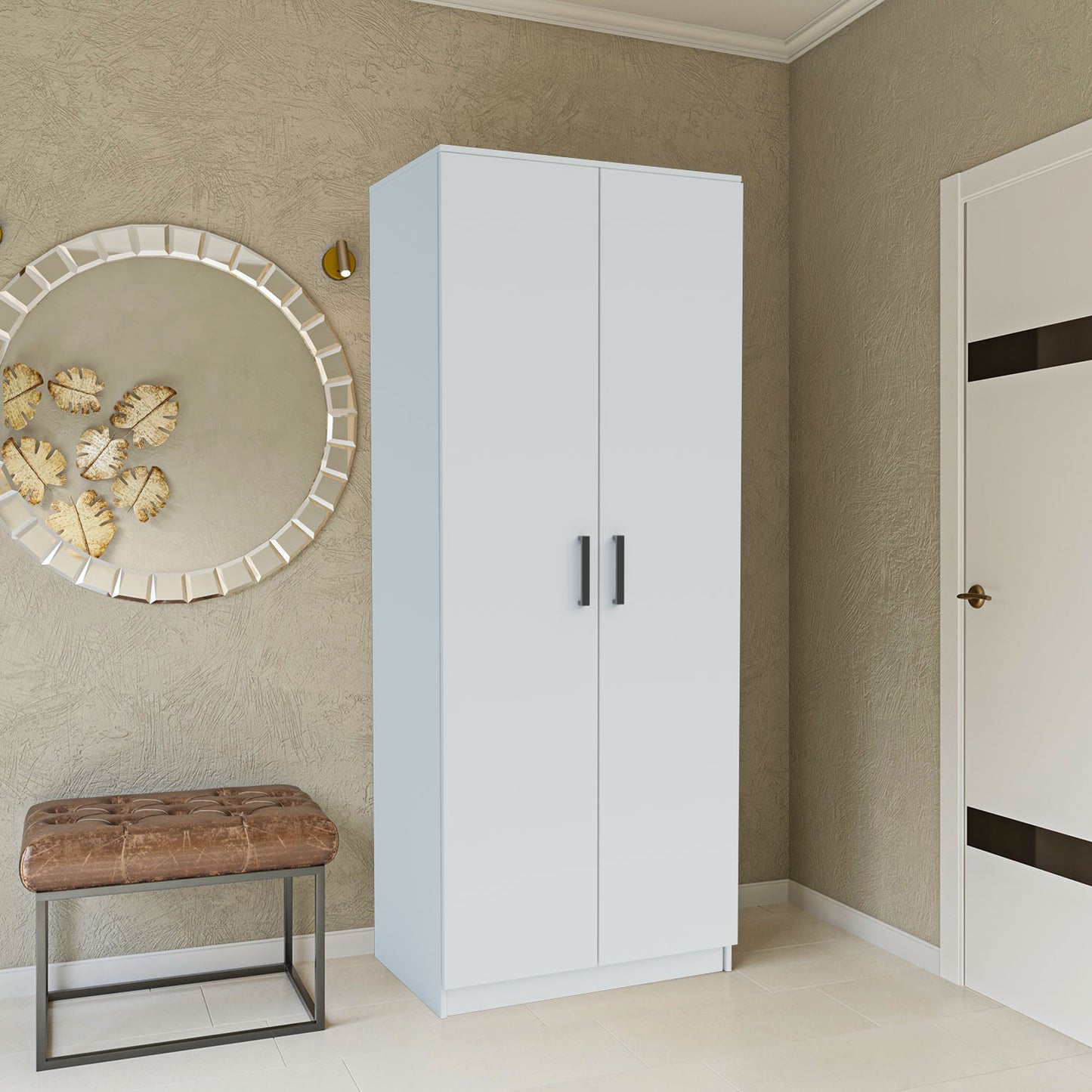 Ντουλάπα Δίφυλλη Simple Λευκή 80x52x205