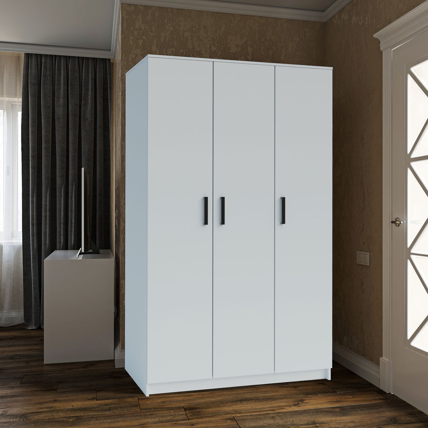 Ντουλάπα Τρίφυλλη Simple Λευκή 120x52x205