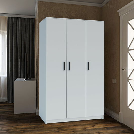 Ντουλάπα Τρίφυλλη Simple Λευκή 120x52x205