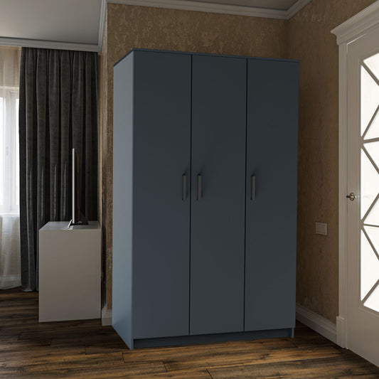 Ντουλάπα Τρίφυλλη Simple Γραφίτης 120x52x205