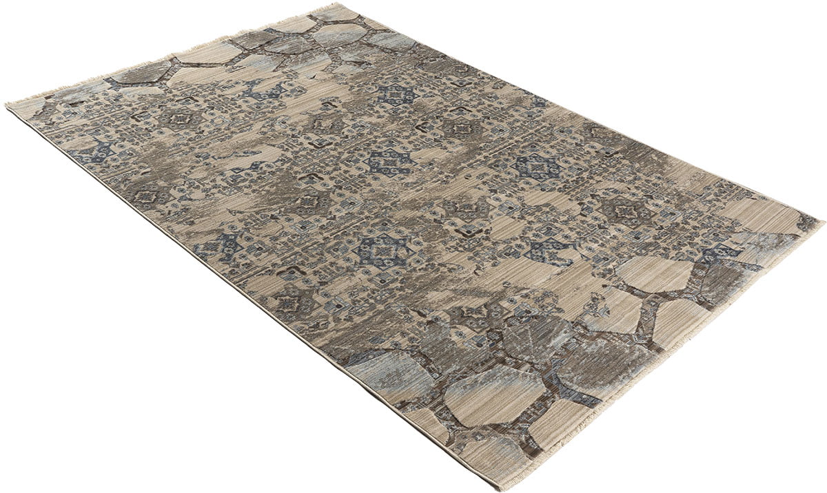 Πατάκι Bliss Art 9625 67x220εκ Μπεζ-Μόκα-Μπλε