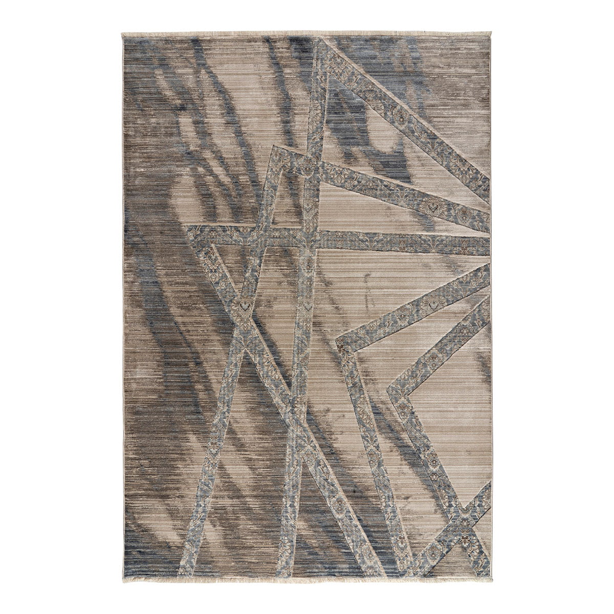 Πατάκι Bliss Art 9626 67x130εκ Μπεζ-Μόκα-Μπλε