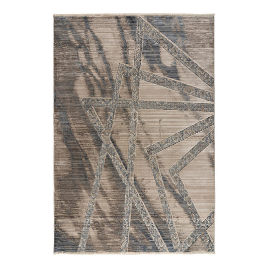 Πατάκι Bliss Art 9626 67x130εκ Μπεζ-Μόκα-Μπλε