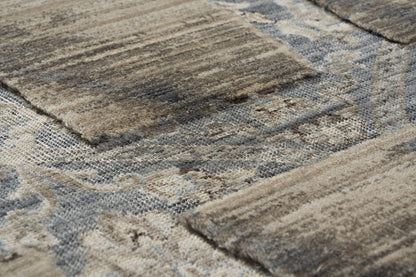 Πατάκι Bliss Art 9626 67x130εκ Μπεζ-Μόκα-Μπλε