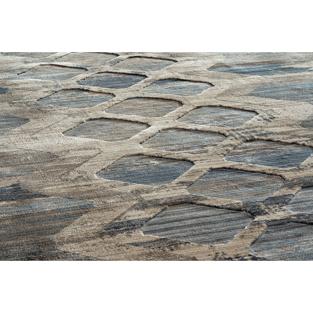 Πατάκι Bliss Art 9627 67x220εκ Μπεζ-Μόκα-Μπλε