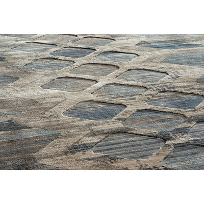 Πατάκι Bliss Art 9627 67x220εκ Μπεζ-Μόκα-Μπλε