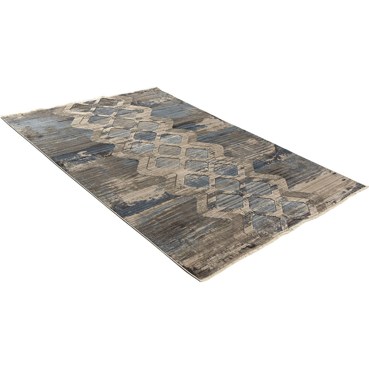 Πατάκι Bliss Art 9627 67x220εκ Μπεζ-Μόκα-Μπλε