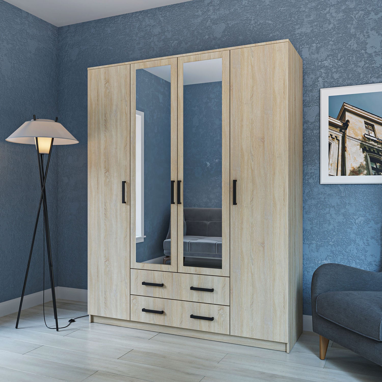 Ντουλάπα Τετράφυλλη Simple Σονόμα 160x52x205