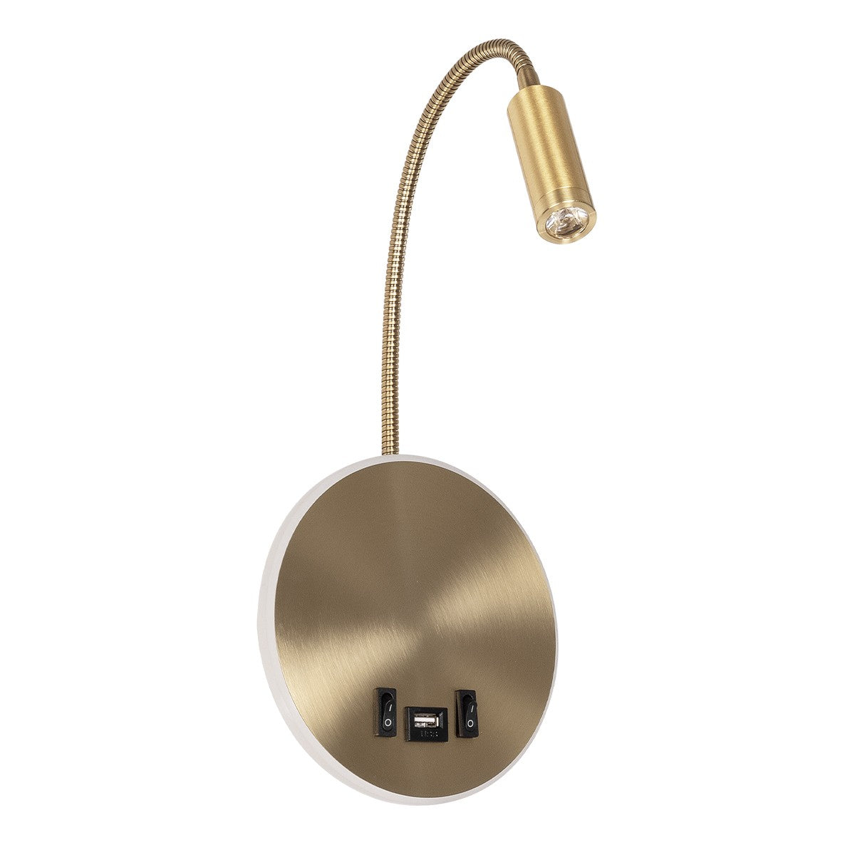 GOOSE 61697 Φωτιστικό Τοίχου - Απλίκα LED 6W 600lm 36° AC 220-240V IP20 - Reading Light & 360° Κρυφός Φωτισμός - Φορτιστής USB 3A - Θερμό Λευκό 2700K Χρυσό Βούρτσας - Μ15.5 x Π22.5 x Υ30cm