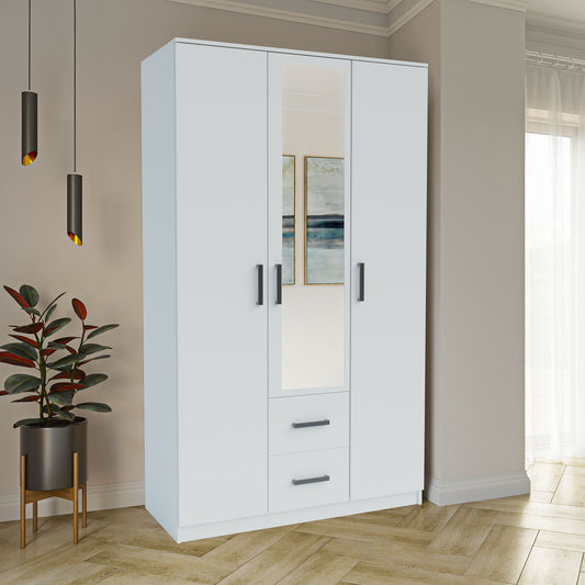 Ντουλάπα Τρίφυλλη Simple Λευκή 120x52x205