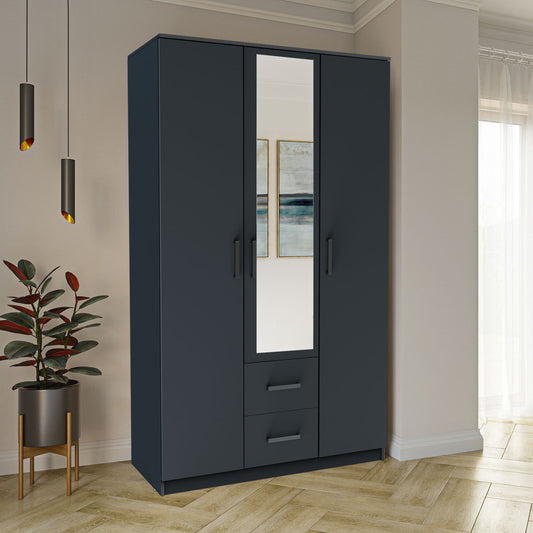 Ντουλάπα Τρίφυλλη Simple Γραφίτης 120x52x205