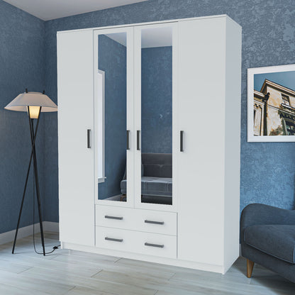 Ντουλάπα Τετράφυλλη Simple Λευκή 160x52x205