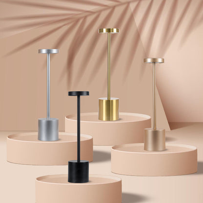 JOJO 76523 Μοντέρνο Επιτραπέζιο Φωτιστικό Πορτατίφ LED 1.5W 105lm 120° DC 5V Επαναφορτιζόμενο με Μπαταρία Li-ion 1800mAh - Διακόπτη Αφής με 3 Εναλλαγές Φωτισμού CCT Θερμό - Φυσικό - Ψυχρό 1500K - 4500K - 6000K Dimmable - D8 x H34cm - Χρυσό