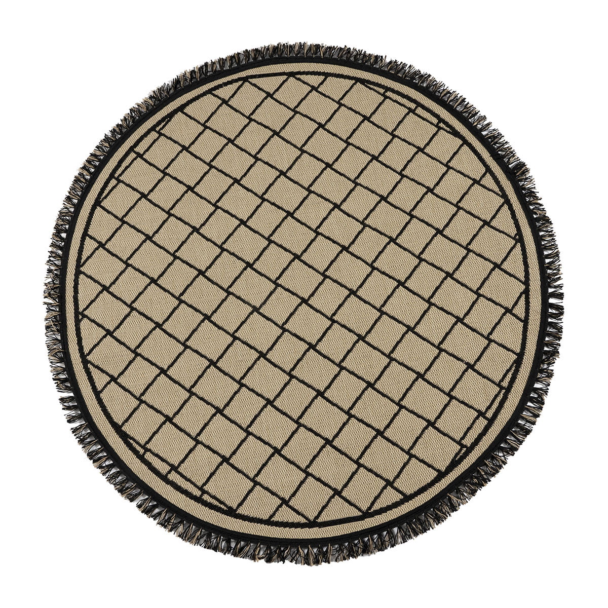 Ροτόντα Ψάθα με Κρόσια Sol Art 9756 160x160εκ Μπεζ