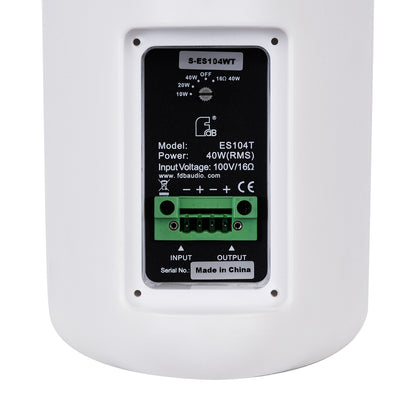 FDB ES104WT 98001 Επιτοίχιο Παθητικό Ηχείο Εγκαταστάσεων με Μετασχηματιστή 100V & 16Ω - 80W RMS (160W Peak) - 1 x 4" Inches LF & 1 x 0.8" Inches HF - Αδιάβροχο IP46 - Λευκό - Μ14 x Π17 x Υ23