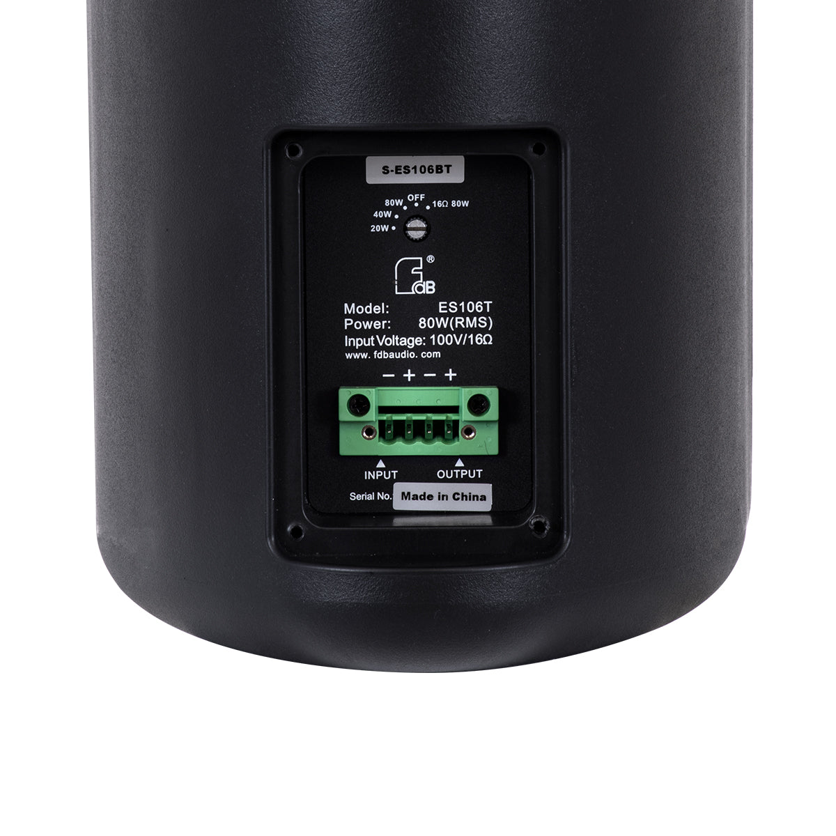 FDB ES106BT 98002 Επιτοίχιο Παθητικό Ηχείο Εγκαταστάσεων με Μετασχηματιστή 100V & 16Ω - 160W RMS (320W Peak) - 1 x 6" Inches LF & 1 x 1" Inches HF - Αδιάβροχο IP46 - Μαύρο - Μ18.2 x Π27.3 x Υ36.2