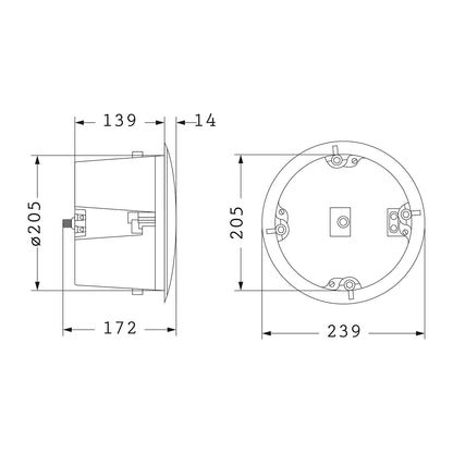 FDB C600T 98012 Χωνευτό Παθητικό Ηχείο Εγκαταστάσεων με Μετασχηματιστή 100V & 8Ω - 40W RMS (80W Peak) - 1 x 6" Inches LF & 1 x 1" Inches HF - IP20 - Λευκό - Μ23.9 x Π23.9 x Υ17.2cm / Q20.5 x 13.9cm
