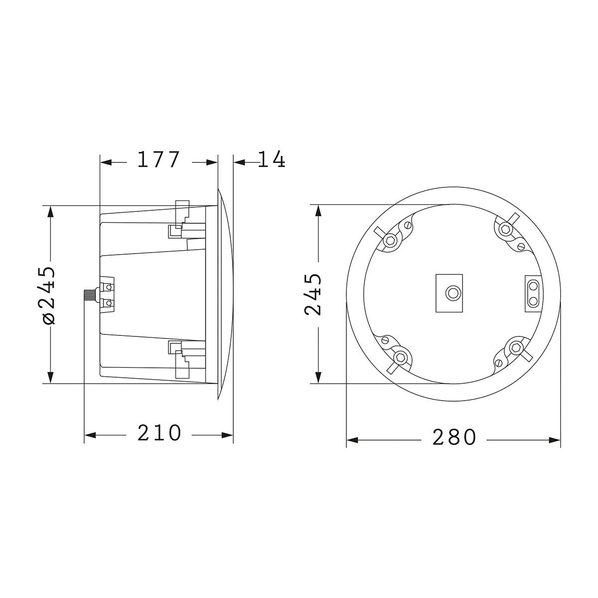 FDB C800T 98013 Χωνευτό Παθητικό Ηχείο Εγκαταστάσεων με Μετασχηματιστή 100V & 8Ω - 50W RMS (100W Peak) - 1 x 8" Inches LF & 1 x 1" Inches HF - IP20 - Λευκό - Μ28 x Π28 x Υ19.1 / Q24.5 x 17.7