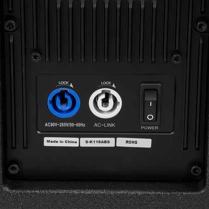 FDB K118BAS 98028 Επιδαπέδιο Ενεργό Αυτοενισχυόμενο PA Subwoofer Κολωνάτο Σύστημα με Ψηφιακό Ενισχυτή DSP SA2.68 AC 220V/50-60Hz - 600W RMS/4Ω + 600W RMS/4Ω (2400W Peak) - 1 x 18" Inches LF - IP20 - Μαύρο - Μ47.5 x Π71 x Υ70