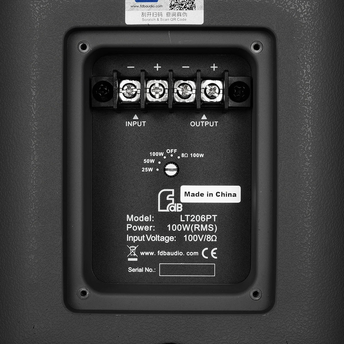 FDB LT206PT 98037 Επιτοίχιο Παθητικό Ηχείο Εγκαταστάσεων με Μετασχηματιστή 100V & 8Ω - 100W RMS (400W Peak) - 1 x 6.5" Inches LF & 1 x 1" Inches HF - Αδιάβροχο IP56 - Μαύρο - Μ32 x Π26 x Υ26