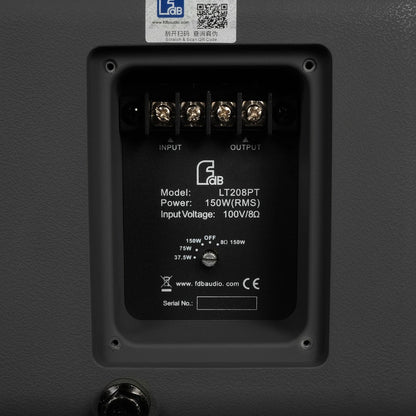 FDB LT208PT 98038 Επιτοίχιο Παθητικό Ηχείο Εγκαταστάσεων με Μετασχηματιστή 100V & 8Ω - 150W RMS (600W Peak) - 1 x 8" Inches LF & 1 x 1.4" Inches HF - Αδιάβροχο IP56 - Μαύρο - Μ37 x Π34 x Υ31