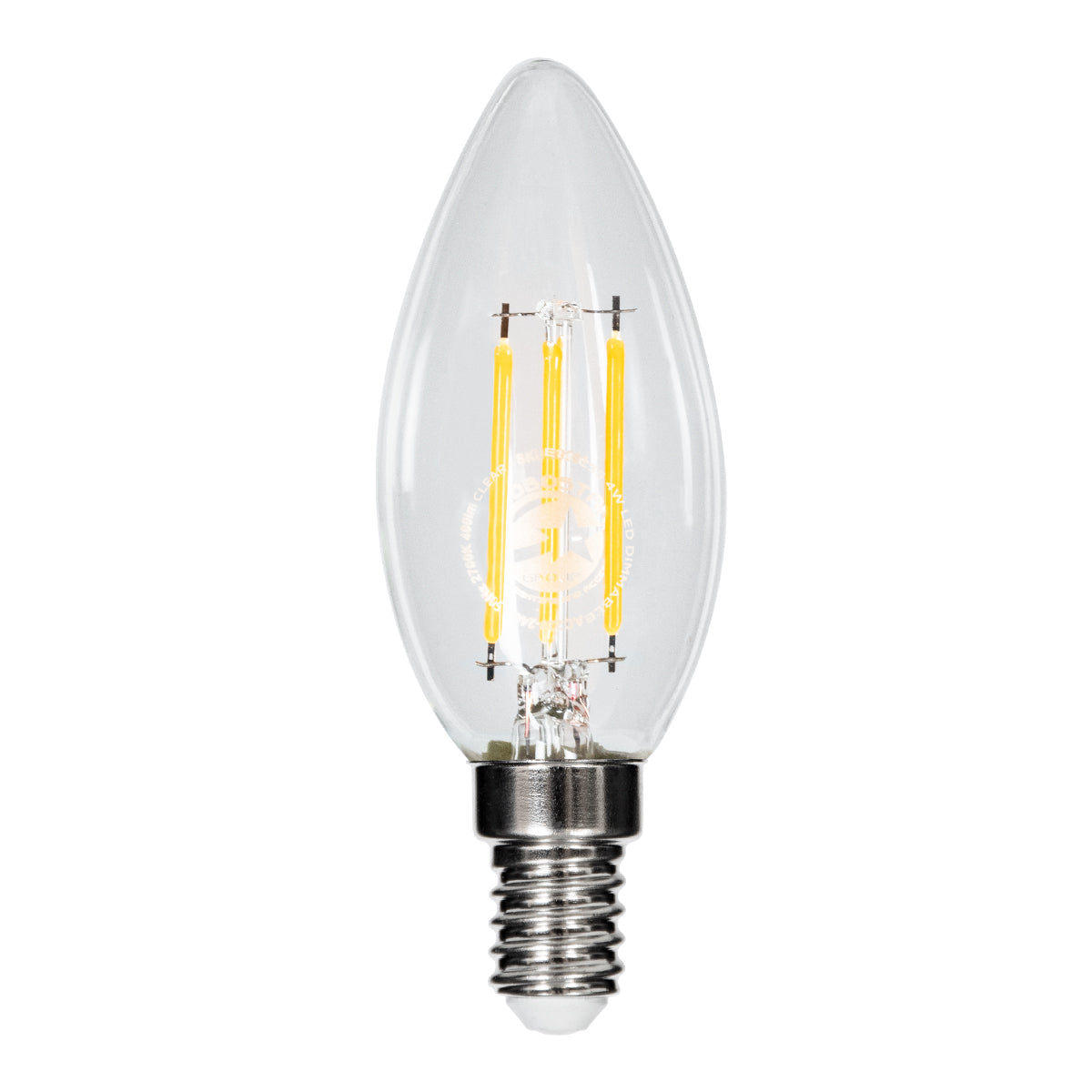 99001 Λάμπα LED Long Filament E14 C35 Κεράκι 4W 400lm 360° AC 220-240V IP20 Φ3.5 x Υ10.5cm Θερμό Λευκό 2700K με Διάφανο Γυαλί Dimmable