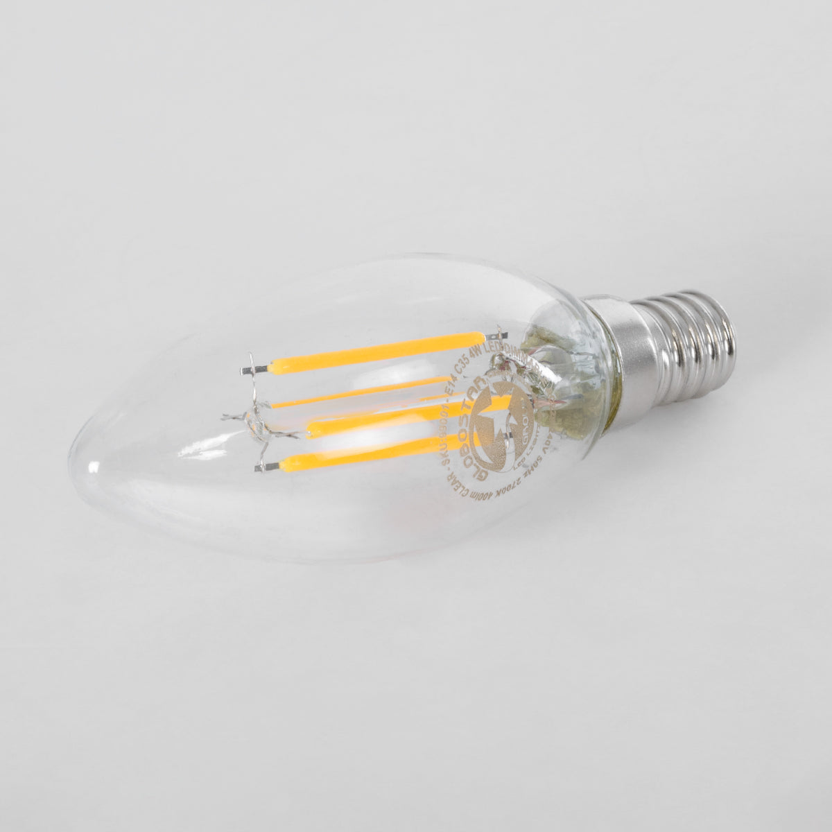 99001 Λάμπα LED Long Filament E14 C35 Κεράκι 4W 400lm 360° AC 220-240V IP20 Φ3.5 x Υ10.5cm Θερμό Λευκό 2700K με Διάφανο Γυαλί Dimmable