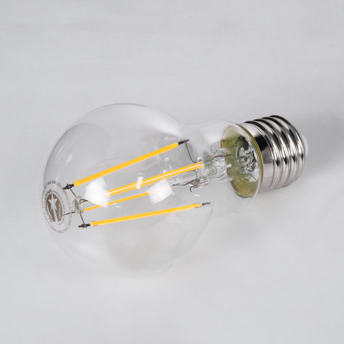 99008 Λάμπα LED Long Filament E27 A60 Γλόμπος 10W 1000lm 360° AC 220-240V IP20 Φ6 x Υ10.5cm Θερμό Λευκό 2700K με Διάφανο Γυαλί - Dimmable