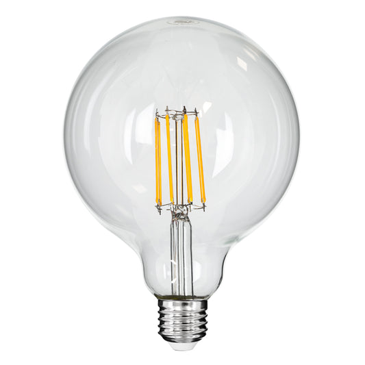 99014 Λάμπα LED Long Filament E27 G125 Γλόμπος 12W 1200lm 360° AC 220-240V IP20 Φ12.5 x Υ18cm Θερμό Λευκό 2700K με Διάφανο Γυαλί - Dimmable