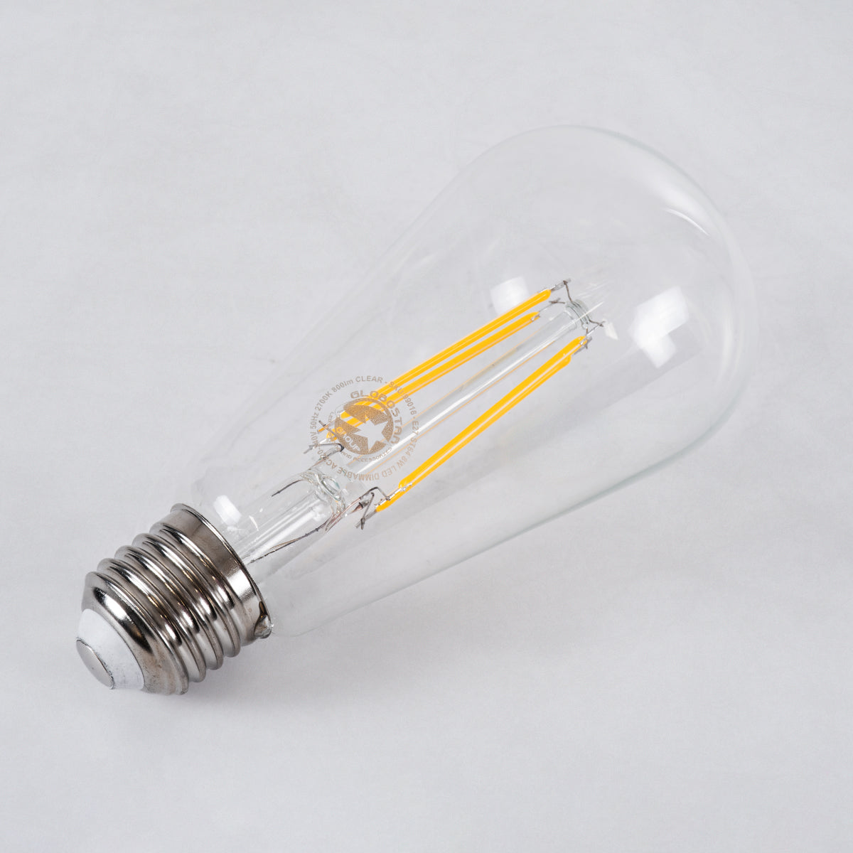 99016 Λάμπα LED Long Filament E27 ST64 Αχλάδι 8W 800lm 360° AC 220-240V IP20 Φ6.4 x Υ14cm Θερμό Λευκό 2700K με Διάφανο Γυαλί - Dimmable