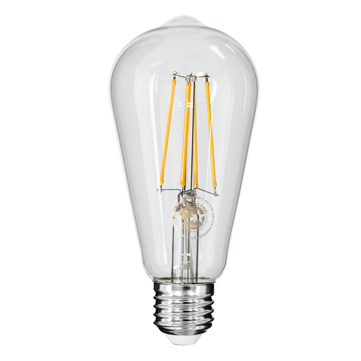 99017 Λάμπα LED Long Filament E27 ST64 Αχλάδι 10W 1000lm 360° AC 220-240V IP20 Φ6.4 x Υ14cm Θερμό Λευκό 2700K με Διάφανο Γυαλί - Dimmable