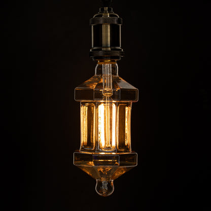 99026 Λάμπα LED Long Filament E27 FT95 LANTERN Γλόμπος 8W 650lm 360° AC 220-240V IP20 Φ9.5 x Υ21.5cm Ultra Θερμό Λευκό 2200K με Μελί Γυαλί - Dimmable