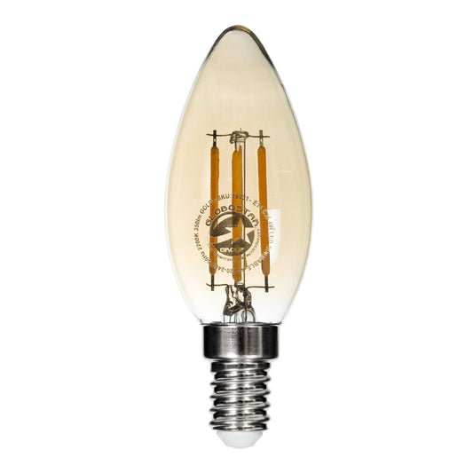 99031 Λάμπα LED Long Filament E14 C35 Κεράκι 4W 350lm 360° AC 220-240V IP20 Φ3.5 x Υ10.5cm Ultra Θερμό Λευκό 2200K με Μελί Γυαλί Dimmable