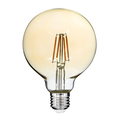 99039 LED Long Filament Bulb E27 G95 Globe 4W 350lm 360° AC 220-240V IP20 D9.5 x H13.5cm Ultra Θερμό Λευκό 2200K με Μελί Γυαλί - Dimmable